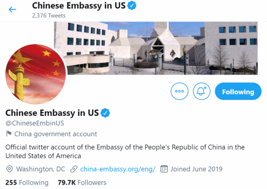  中国驻美大使馆账号被推特封了！就因为一条推文？美媒揭露背后原因